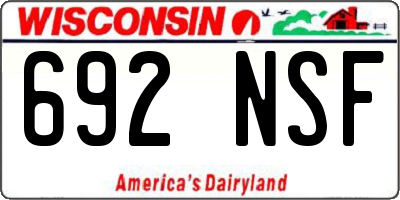WI license plate 692NSF