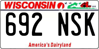 WI license plate 692NSK