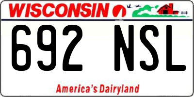 WI license plate 692NSL