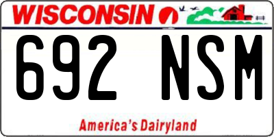 WI license plate 692NSM