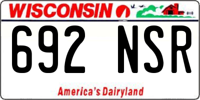 WI license plate 692NSR
