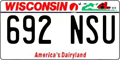 WI license plate 692NSU