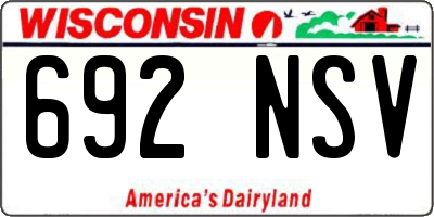 WI license plate 692NSV