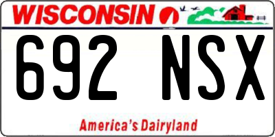 WI license plate 692NSX
