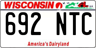 WI license plate 692NTC