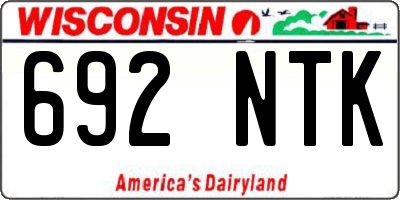 WI license plate 692NTK