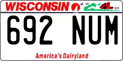 WI license plate 692NUM