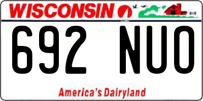 WI license plate 692NUO