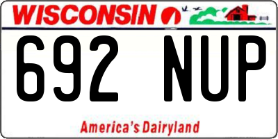 WI license plate 692NUP