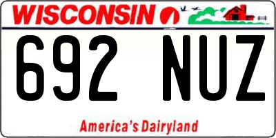 WI license plate 692NUZ