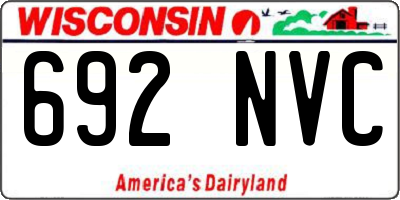 WI license plate 692NVC