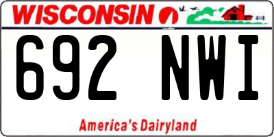WI license plate 692NWI