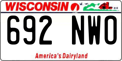 WI license plate 692NWO
