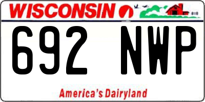 WI license plate 692NWP