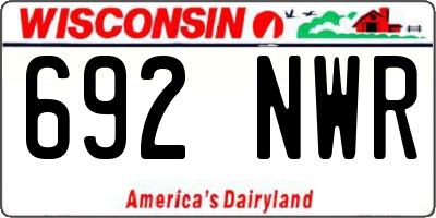 WI license plate 692NWR