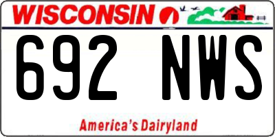 WI license plate 692NWS