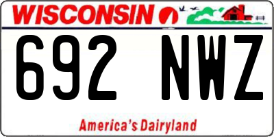 WI license plate 692NWZ