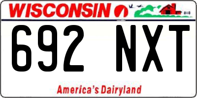 WI license plate 692NXT