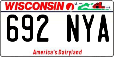 WI license plate 692NYA