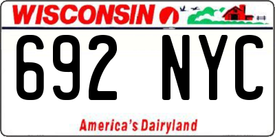 WI license plate 692NYC