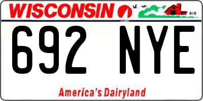 WI license plate 692NYE