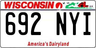 WI license plate 692NYI