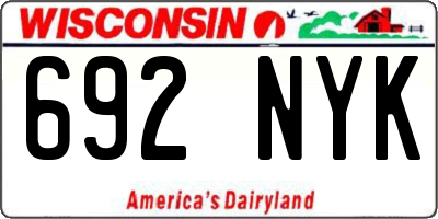 WI license plate 692NYK