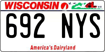 WI license plate 692NYS