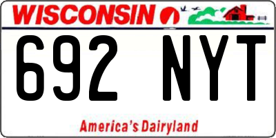 WI license plate 692NYT