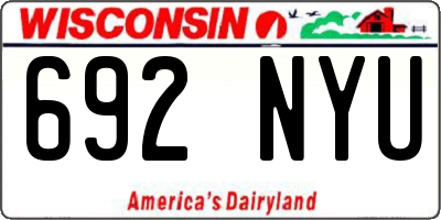 WI license plate 692NYU