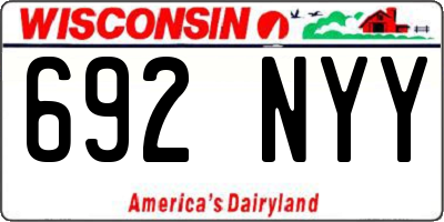 WI license plate 692NYY
