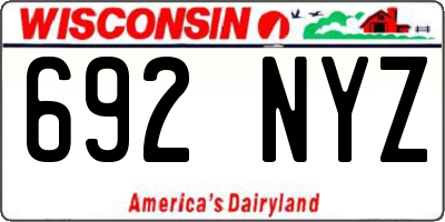 WI license plate 692NYZ