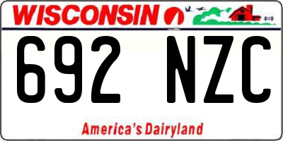 WI license plate 692NZC