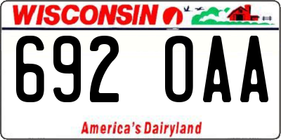 WI license plate 692OAA