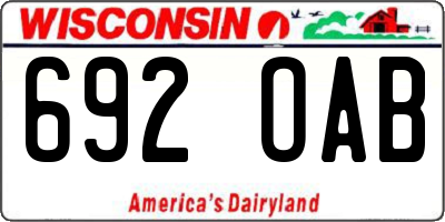 WI license plate 692OAB