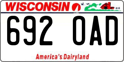 WI license plate 692OAD