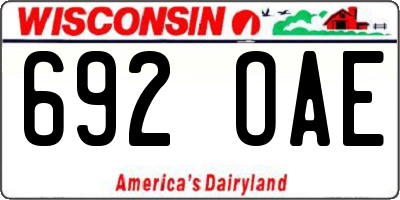 WI license plate 692OAE