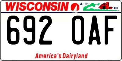 WI license plate 692OAF