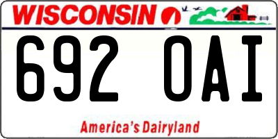 WI license plate 692OAI