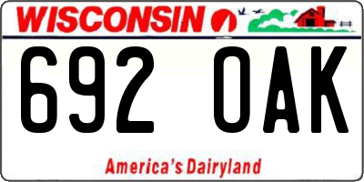 WI license plate 692OAK