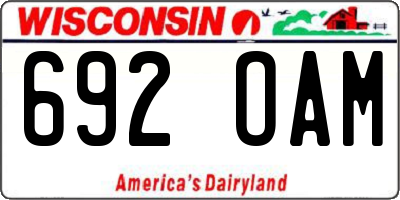 WI license plate 692OAM