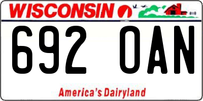 WI license plate 692OAN