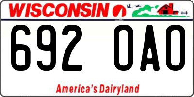 WI license plate 692OAO