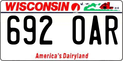 WI license plate 692OAR