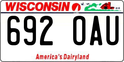 WI license plate 692OAU