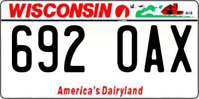 WI license plate 692OAX