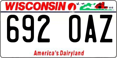 WI license plate 692OAZ