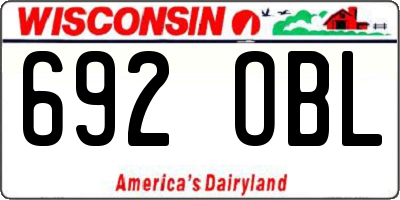 WI license plate 692OBL