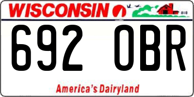WI license plate 692OBR