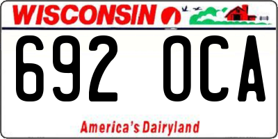 WI license plate 692OCA